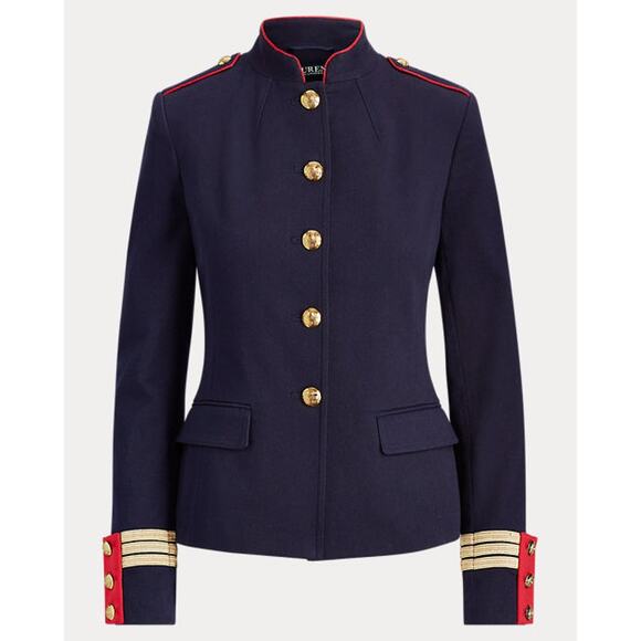 Lauren Ralph Lauren Officer's Jacket Size 6 Slim fit Stand Collar Gold Buttons